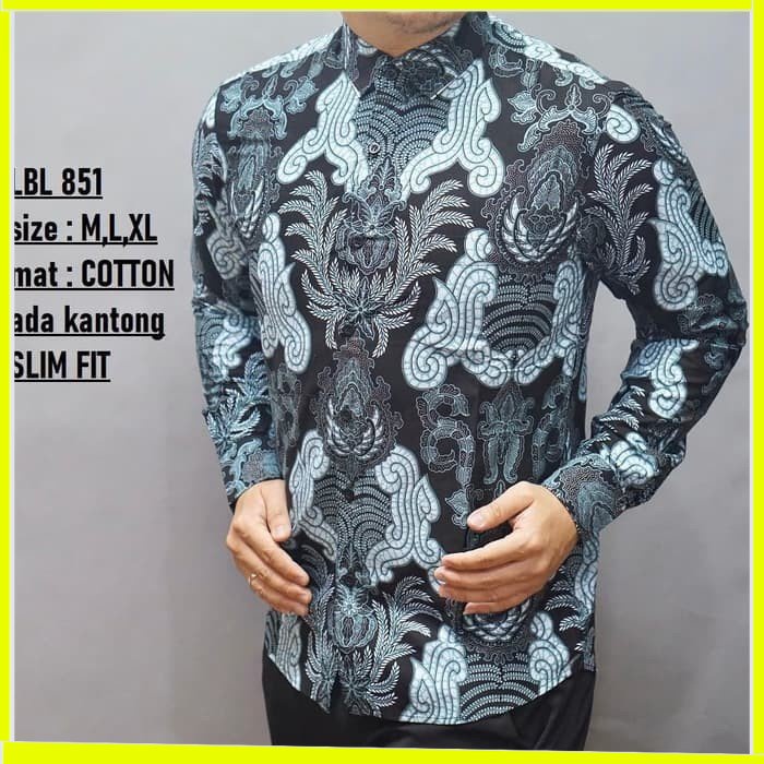 KEMEJA PRIA BATIK LENGAN PANJANG HEM BAHAN KATUN HALUS 40S LBL 851 MEWAH PREMIUM BAJU ELEGANT SIZE M L XL  SKU MS JAKARTA