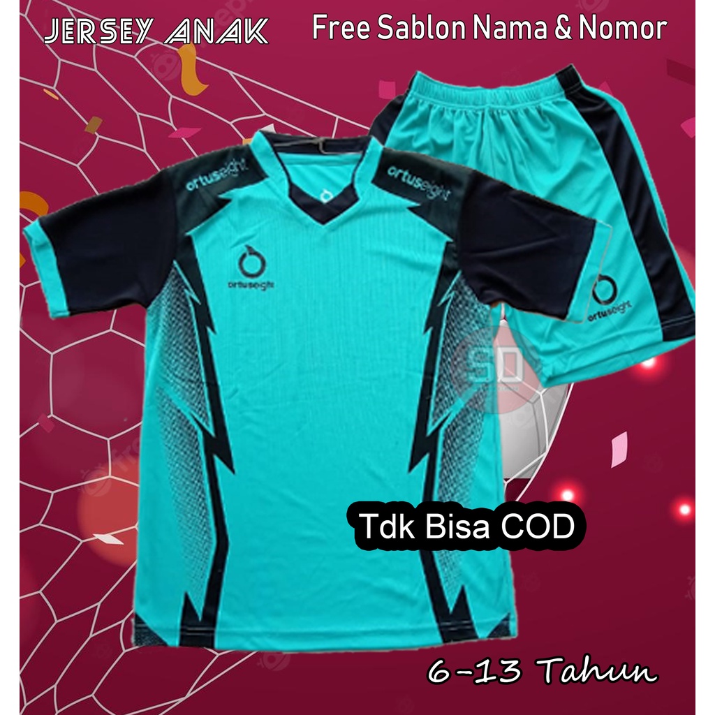 Jersey Baju Anak Laki Laki Perempuan 6-13 Tahun Free sablon Nama dan Nomor Punggung