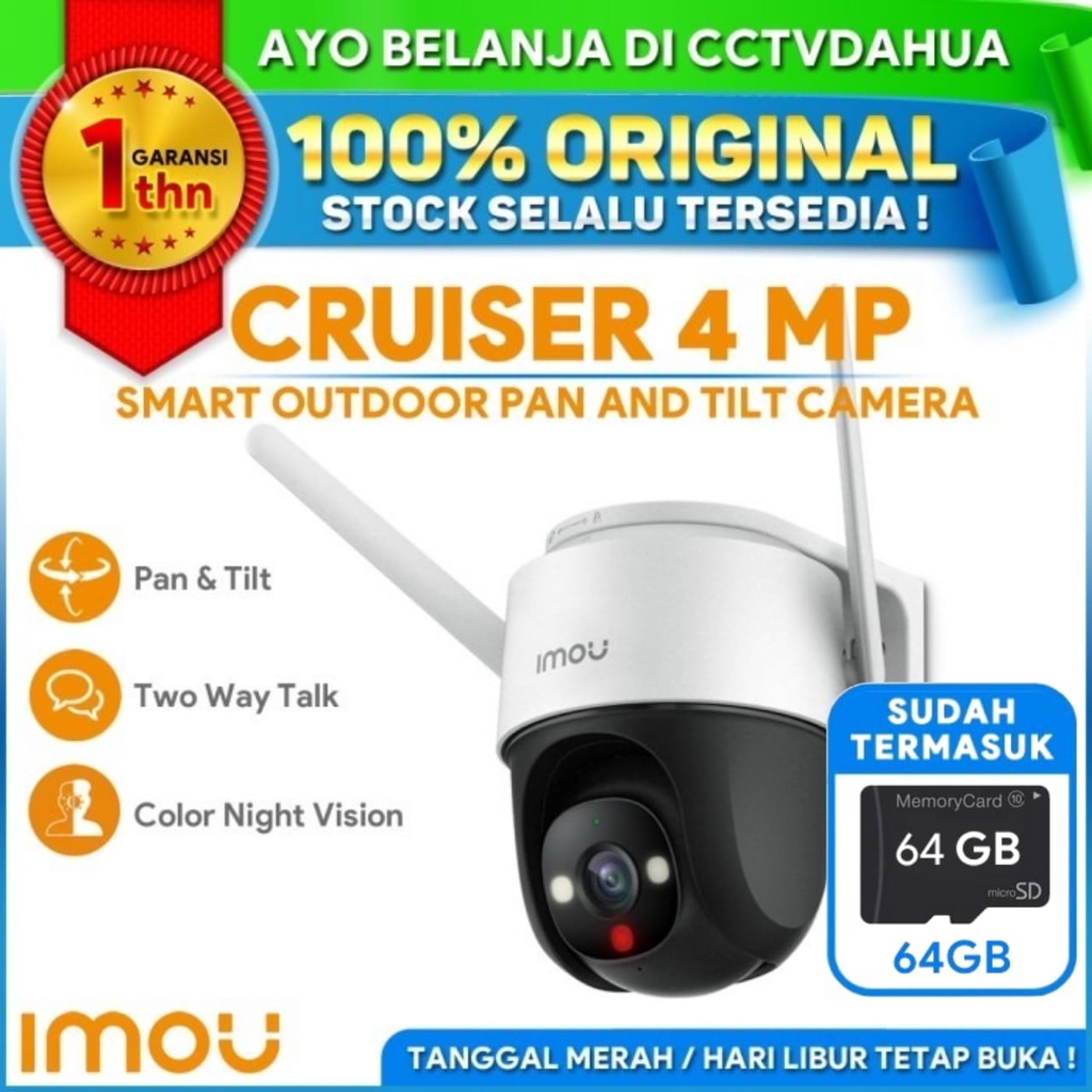 IMOU CRUISER 4MP IPC-S42FP Free MicroSD 64GB H.265 Color Night Vision