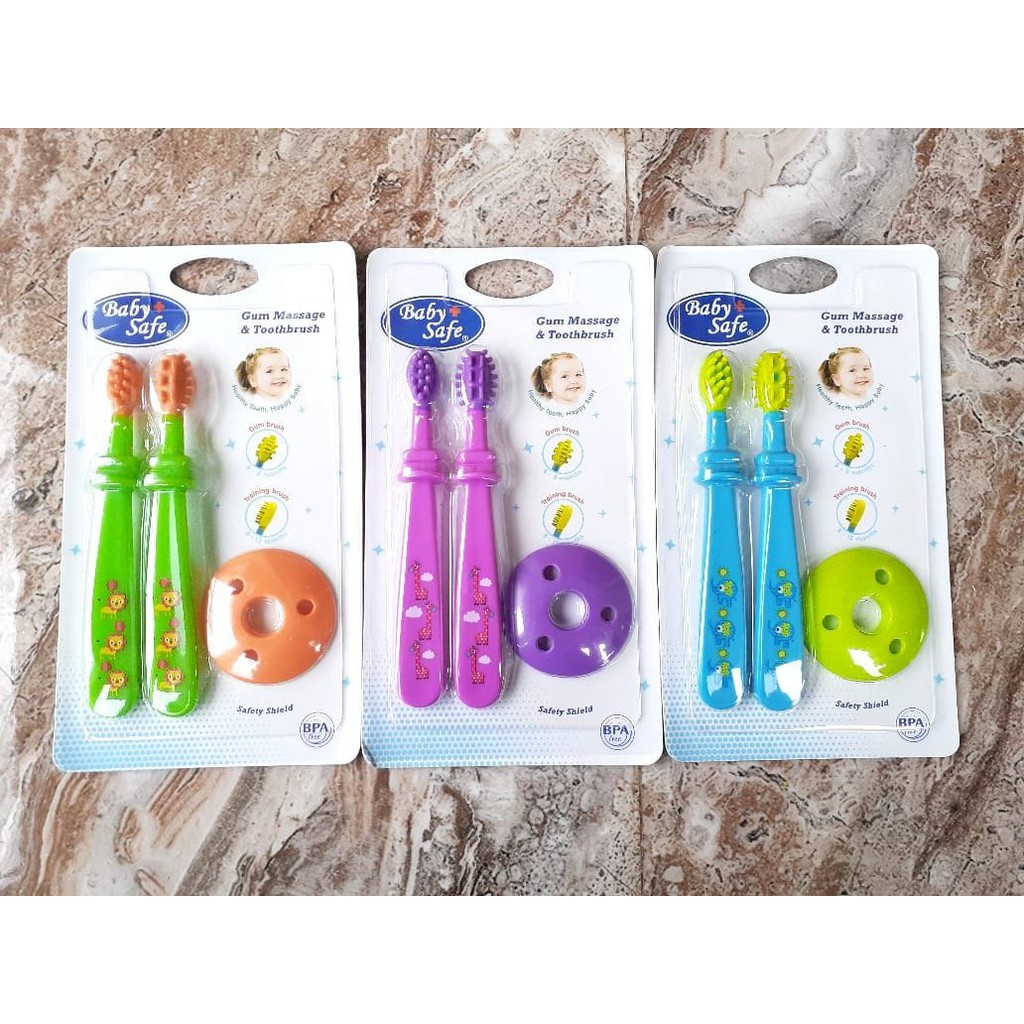 sikat gigi bayi complete set 2 in 1| set 3 in 1 | baby  training toothbrush set step 3 | reliable | Baby Safe gum massage tooth brush