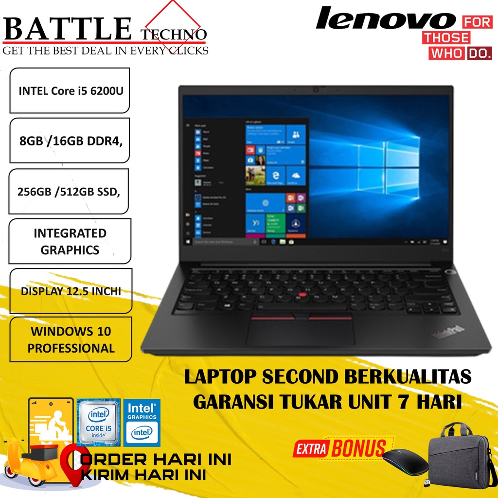 LAPTOP MURAH LENOVO THINKPAD X270 INTEL I5 6200U 16GB 512GB 12.5 WIN10PRO TERLARIS