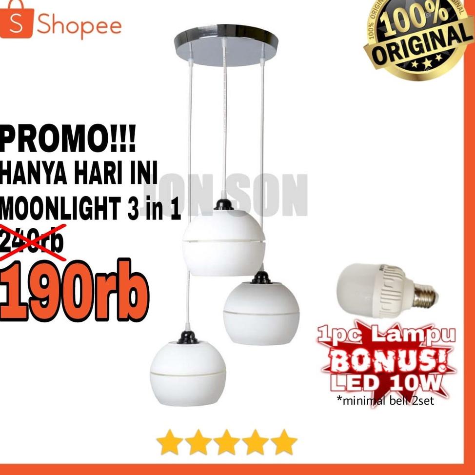 [MBU.22De22ᵂ] Lampu Gantung Hias Moonlight / Kap Lampu Minimalis Putih Ruang Tamu Kamar Makan Dapur 