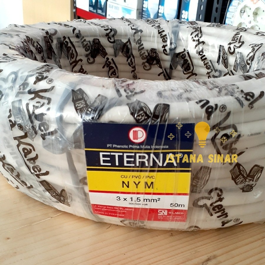 Kabel listrik Eterna NYM 3 x 1.5 / Kabel tembaga / Kabel kawat 1 Roll