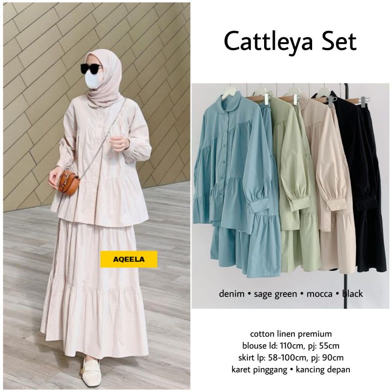 baju setelan Cattleya set setelan kemeja rok