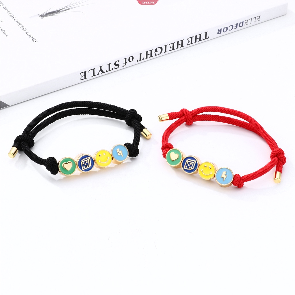 Smiley face Gelang Tali Merah charms Gelang Untuk Wanita Anak best friend Perhiasan handmade accesorios [ZXL]