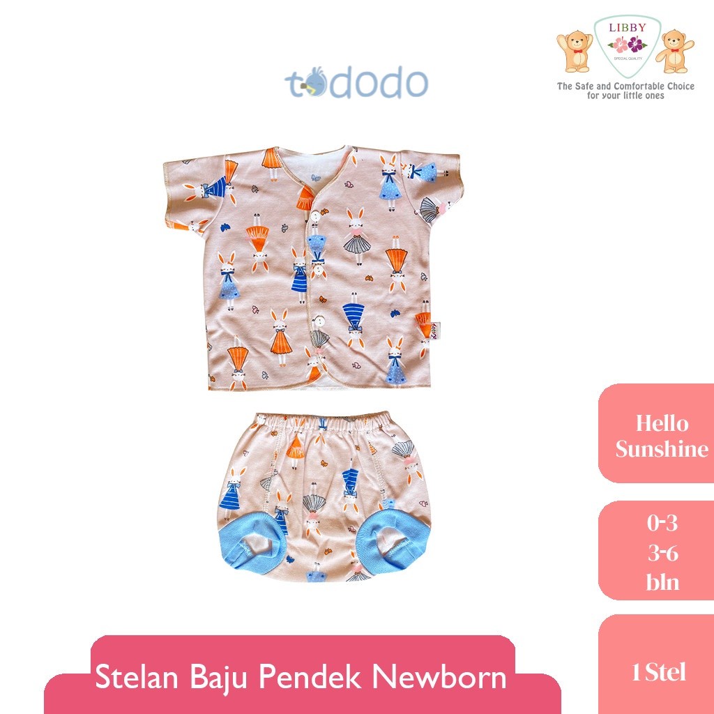 Baju Bayi Setelan Pendek Celana Pop Newborn 0 3 6 Bulan LIBBY Hello Sunshine (1 stel)