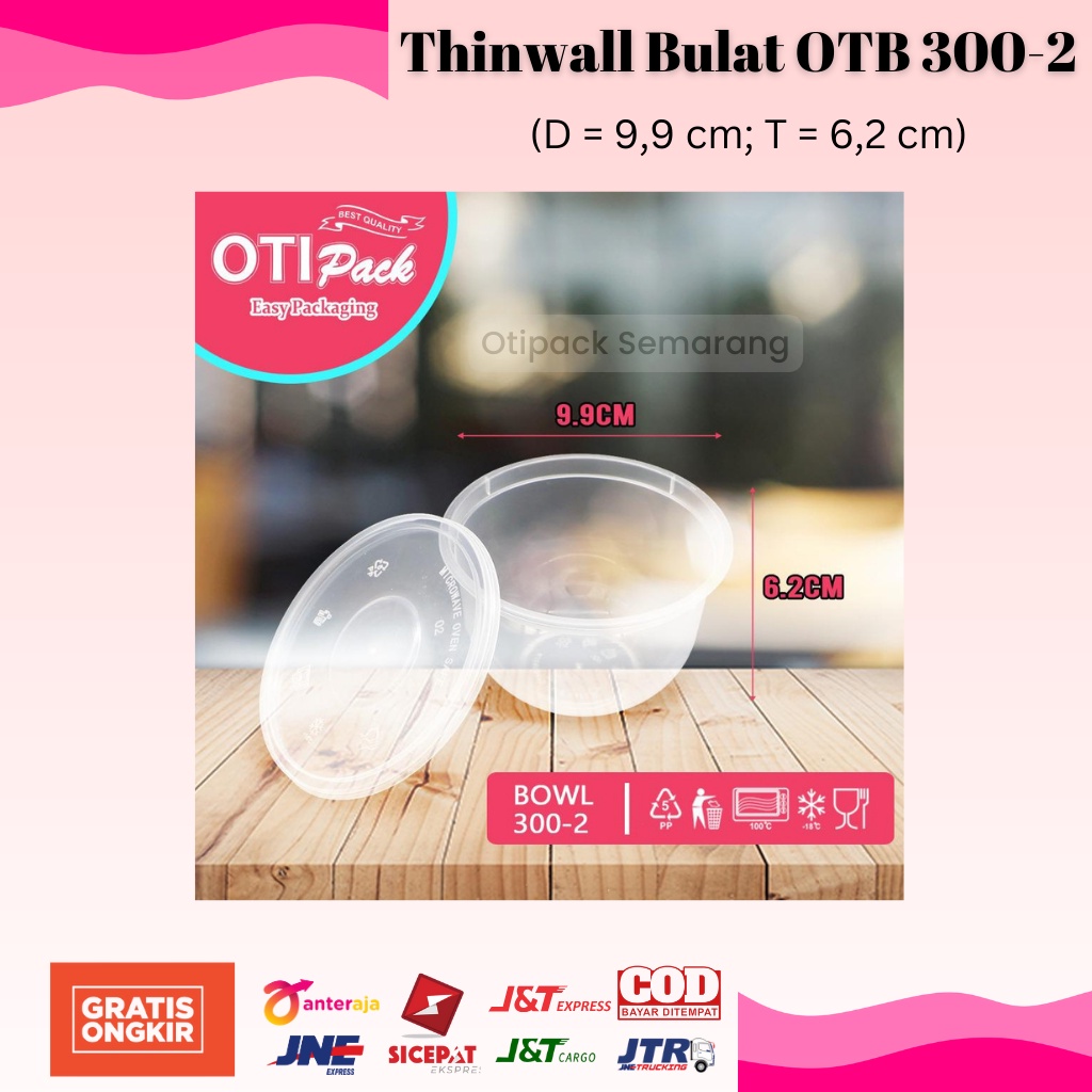 Thinwall Bulat 300 ml Food Container Perlengkapan Dapur Set Plastik Otipack Murah Serbaguna Reusable