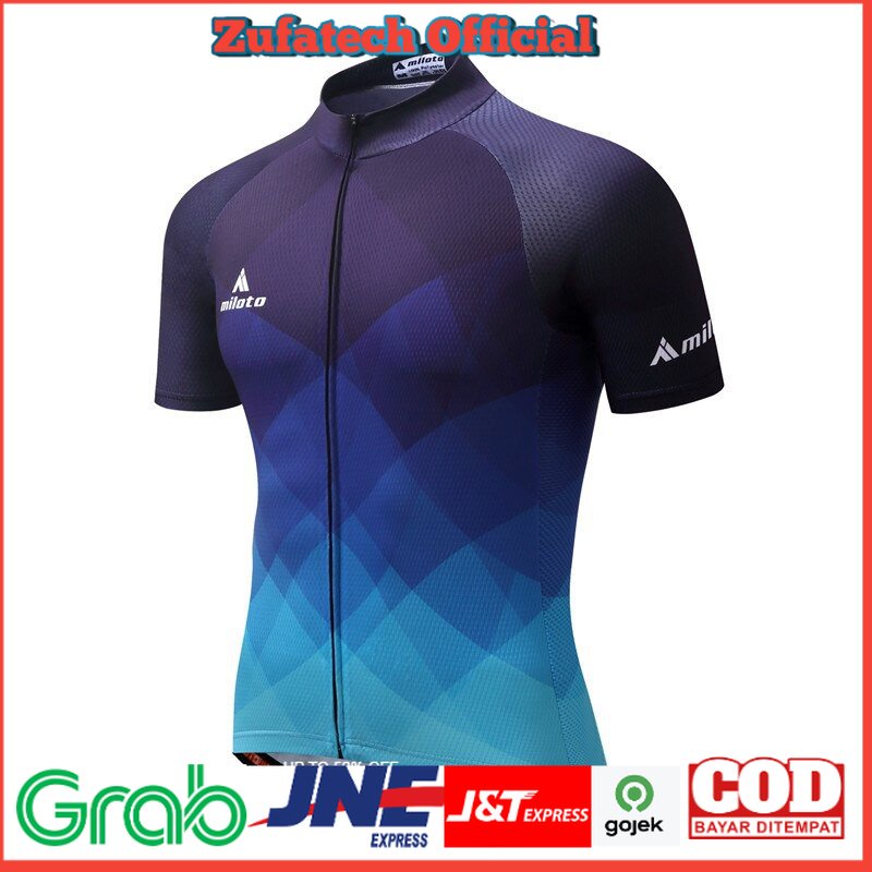 MILOTO Baju Pakaian Olahraga Sepeda Pria Cycling Jersey Short Sleeve Men