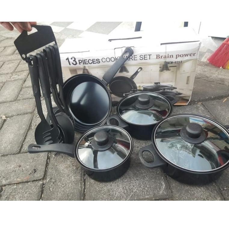TERBARU ボ Panci masak tutup kaca anti lengket (satu set 13) ✿