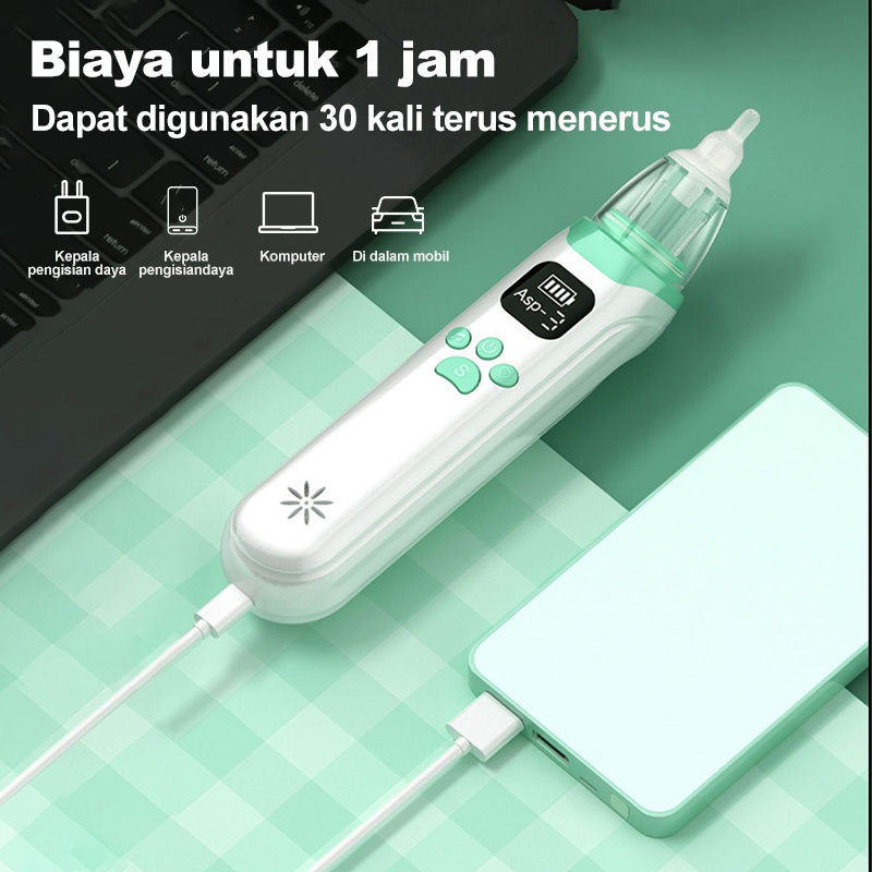 AmazeFan penyedot ingus bayi elektrik aspirator hidung bayi safe alat sedot ingus bayi 3 tingkat yang dapat diatur ＆ musik penenang anak baby nose cleaner untuk flu dan batuk Bahan silikon makanan, usia 0-12 tahun tingkat kebisingan rendah penyedot ingus