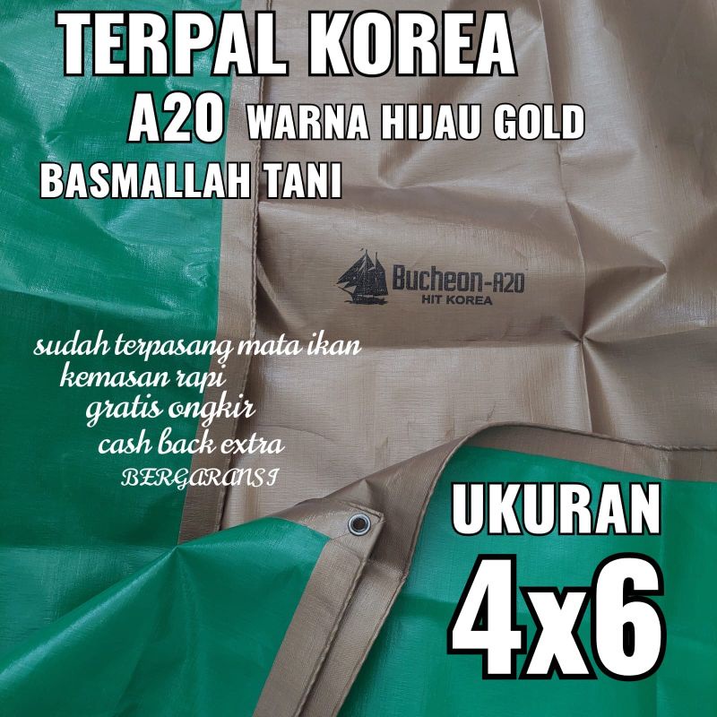 Terpal KOREA A20 Warna Hijau Gold ukuran 4x6 meter merk TRECK