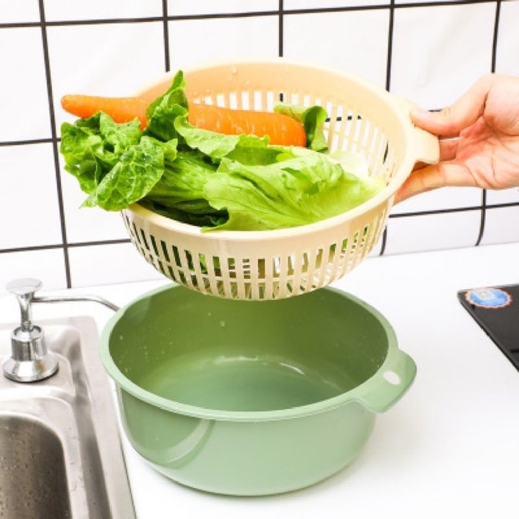BRGUNIK Baskom 2in1/ Baskom Saring Buah / Tempat Cuci Buah / Tempat Cuci Sayur R429
