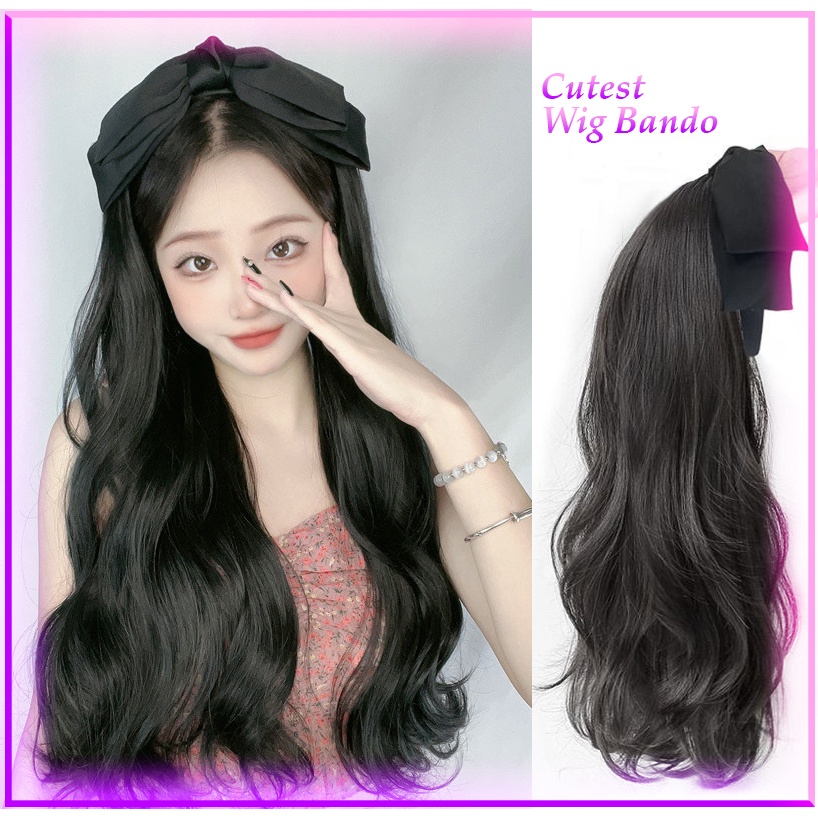 Wig Bando Cantik Wanita Simple Elegan Korean Version Wig Bando Panjang Wanita