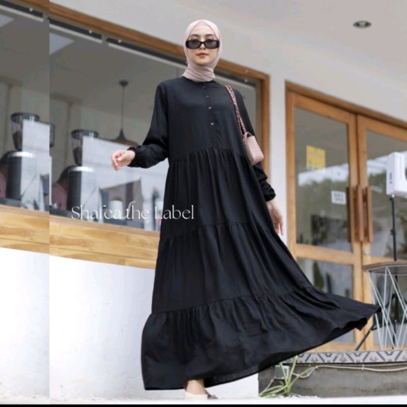 HOME DRESS GAMIS POLOS HITAM & PUTIH KATUN RAYON PREMIUM