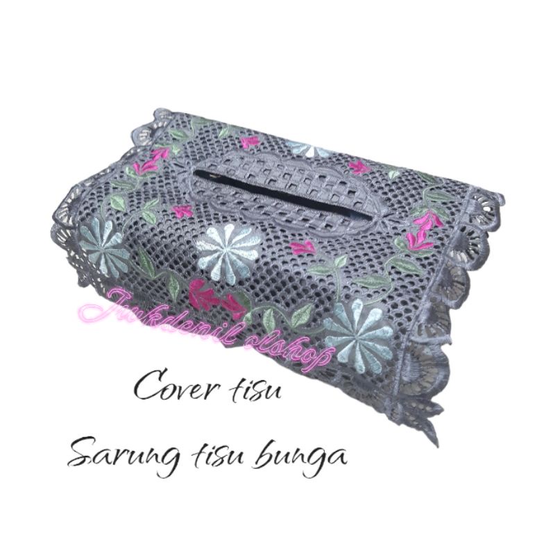Sarung tisu cover tisu bunga bordir