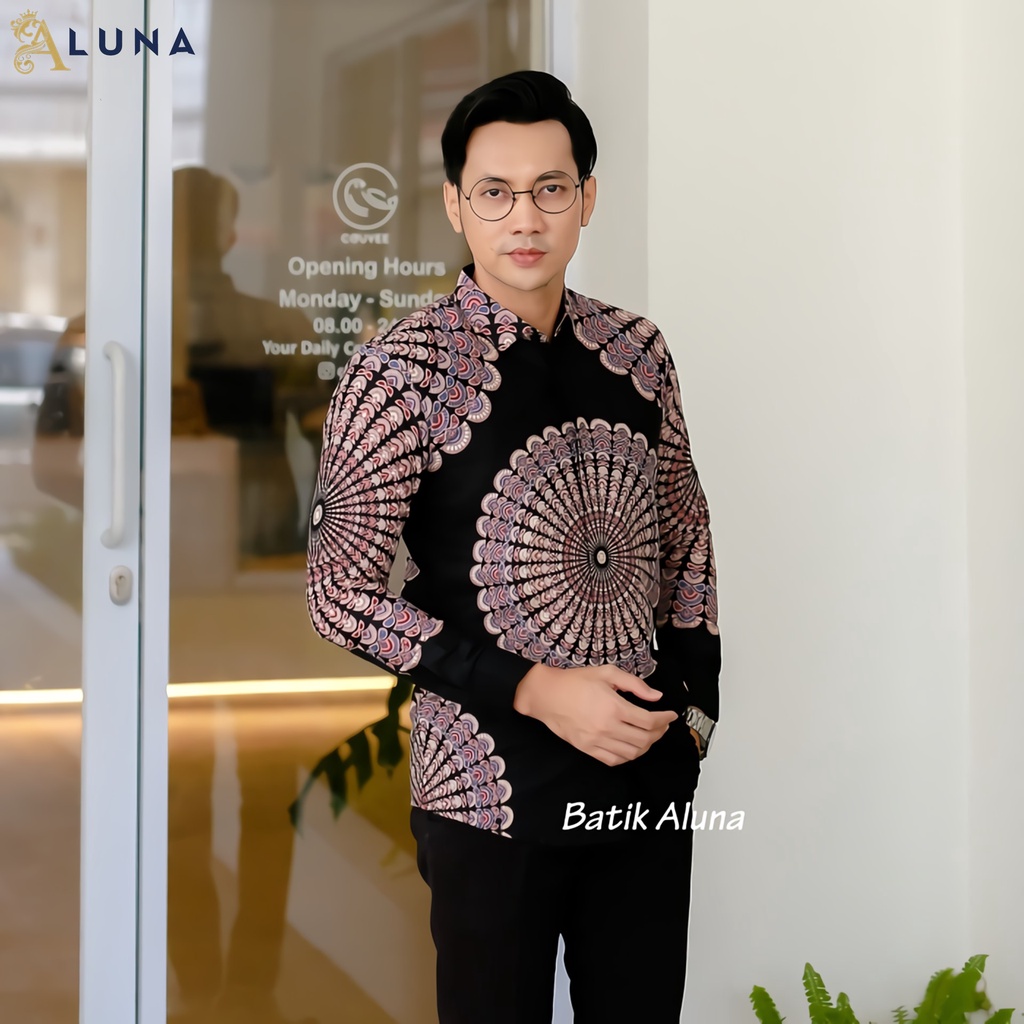 Batik Pria Lengan Panjang Slimfit Atasan Batik Premium Pria Cowok Batik Pekalongan Kekinian Original Modern Seragam Kantor Jumbo SBA 04