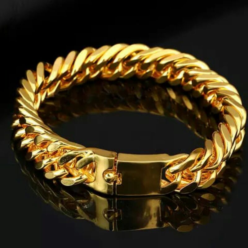 Gelang Titanium 316L Original Pria Dan Wanita Rantai Gold Emas Anti Karat Dan Luntur