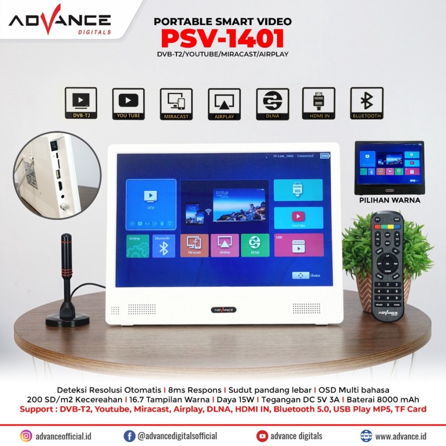 TV SMART PORTABLE ADVANCE PSV-1401 NEW!!