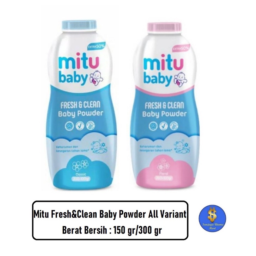 Mitu Baby Fresh & Clean Baby Powder 150gr/300gr All Variant-Bedak Bayi Mitu