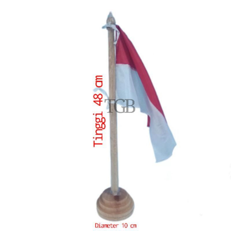 TIANG BENDERA MEJA KAYU +BENDERA MERAH PUTIH KECIL