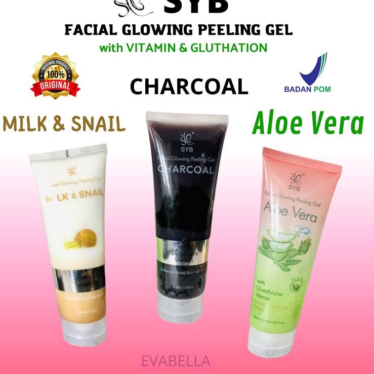 Promo Sekarang--Syb Exfoliating Facial Glowing Peeling Gel Aloevera Aloe vera Charcoal Milk & Snail 