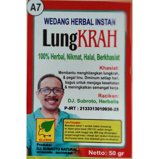 

WEDANG HERBAL INSTAN (WHI) "LUNGKRAH