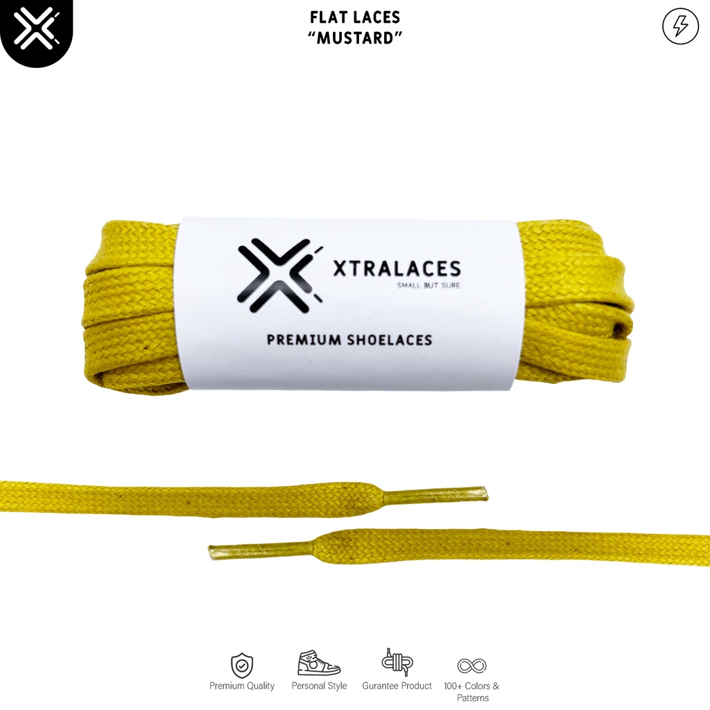 TALI SEPATU LILIN GEPENG MUSTARD (PREMIUM WAXED LACES)