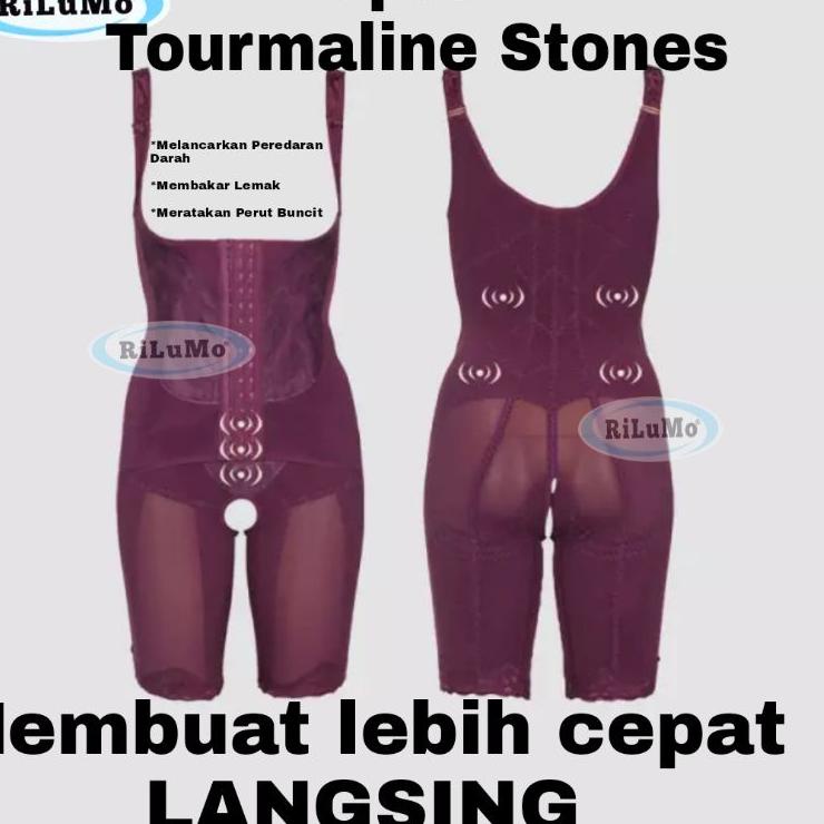 Viral RiLuMo Korset M-5XL Bodysuit TOURMALINE Infra Red Stone Pelangsing Perut Import Pembakar Lemak