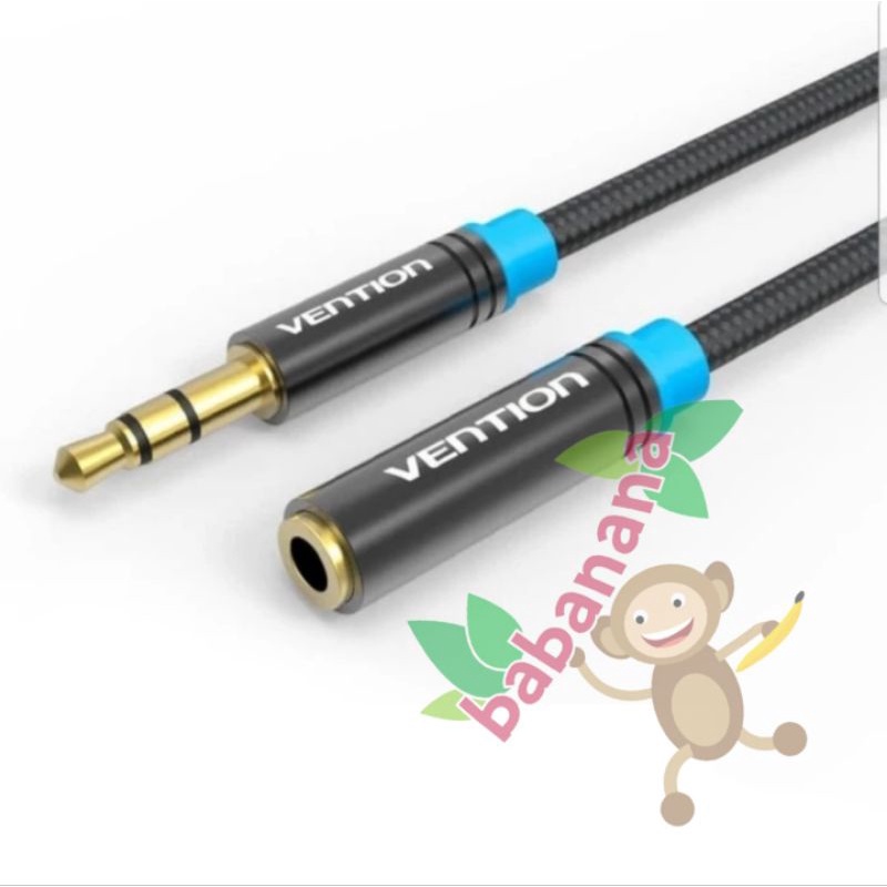Vention B06 1M Aux 3.5mm audio cable extension male to female Hitam
