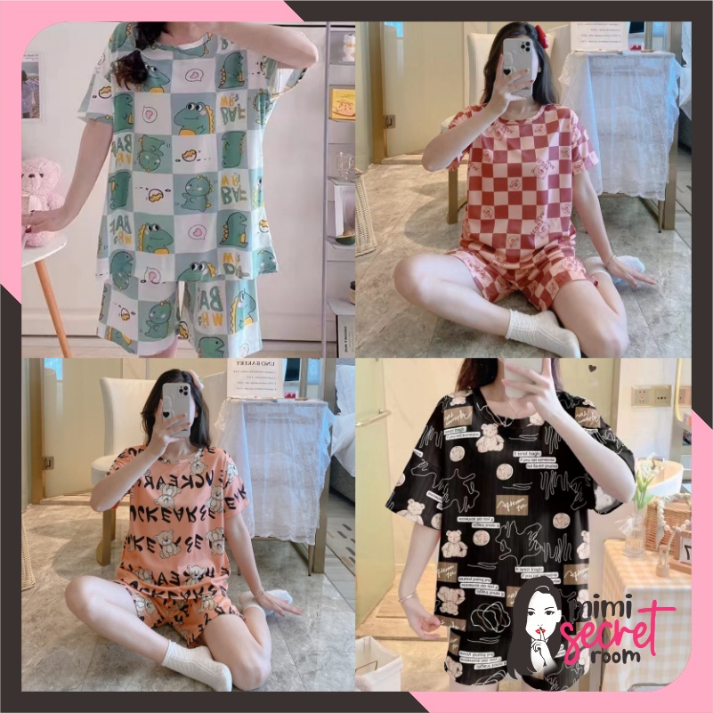 ❤ MIMI ❤  Baju Tidur Piyama Import HP / Baju Tidur Piyama Import Setelan Pendek Baju Tidur Lucu