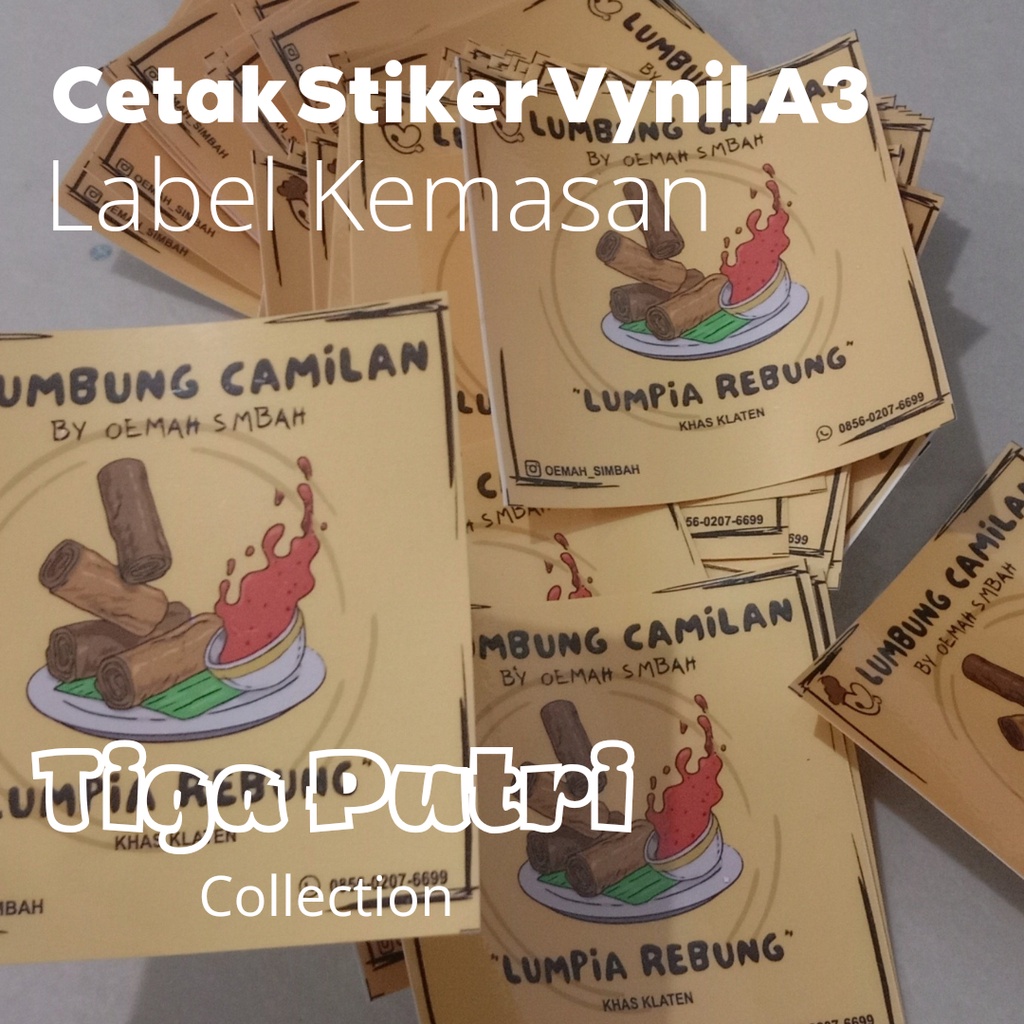 

cetak stiker vynil A3 waterproof label produk/ stiker label makanan/ stiker label kemasan