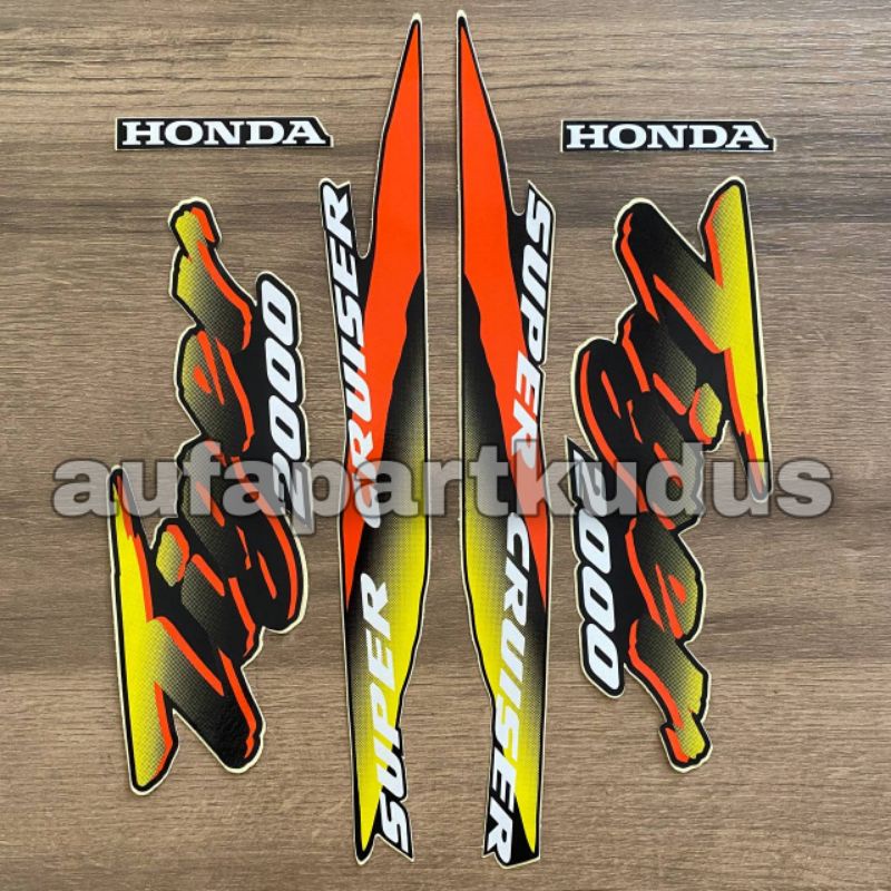Stripping strip stiker sticker lis polet body Honda Tiger 2000 Hitam Oren lis Kuning striping les ti