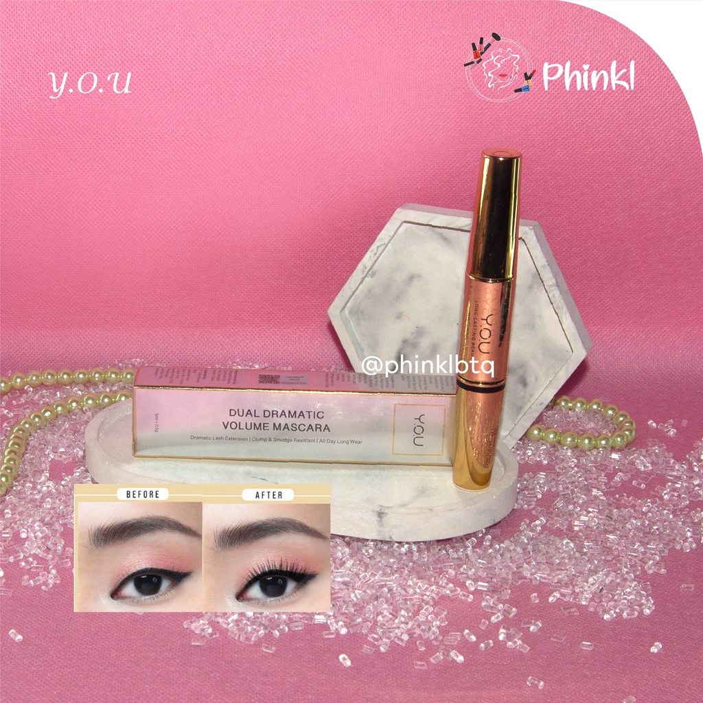 `ღ´ PHINKL `ღ´ Y.O.U dual mascara volume dramatic maskara hitam fiber penebal bulu mata