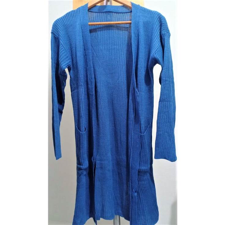 Long Cardi Pocket Knit Rajut