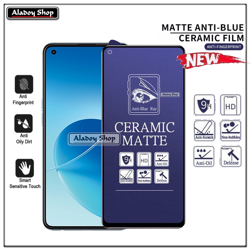 PAKET 3IN1 Anti Gores Blue Matte Anti Glare Oppo Reno 6 4G + Tempered Glass Camera dan Skin Carbon