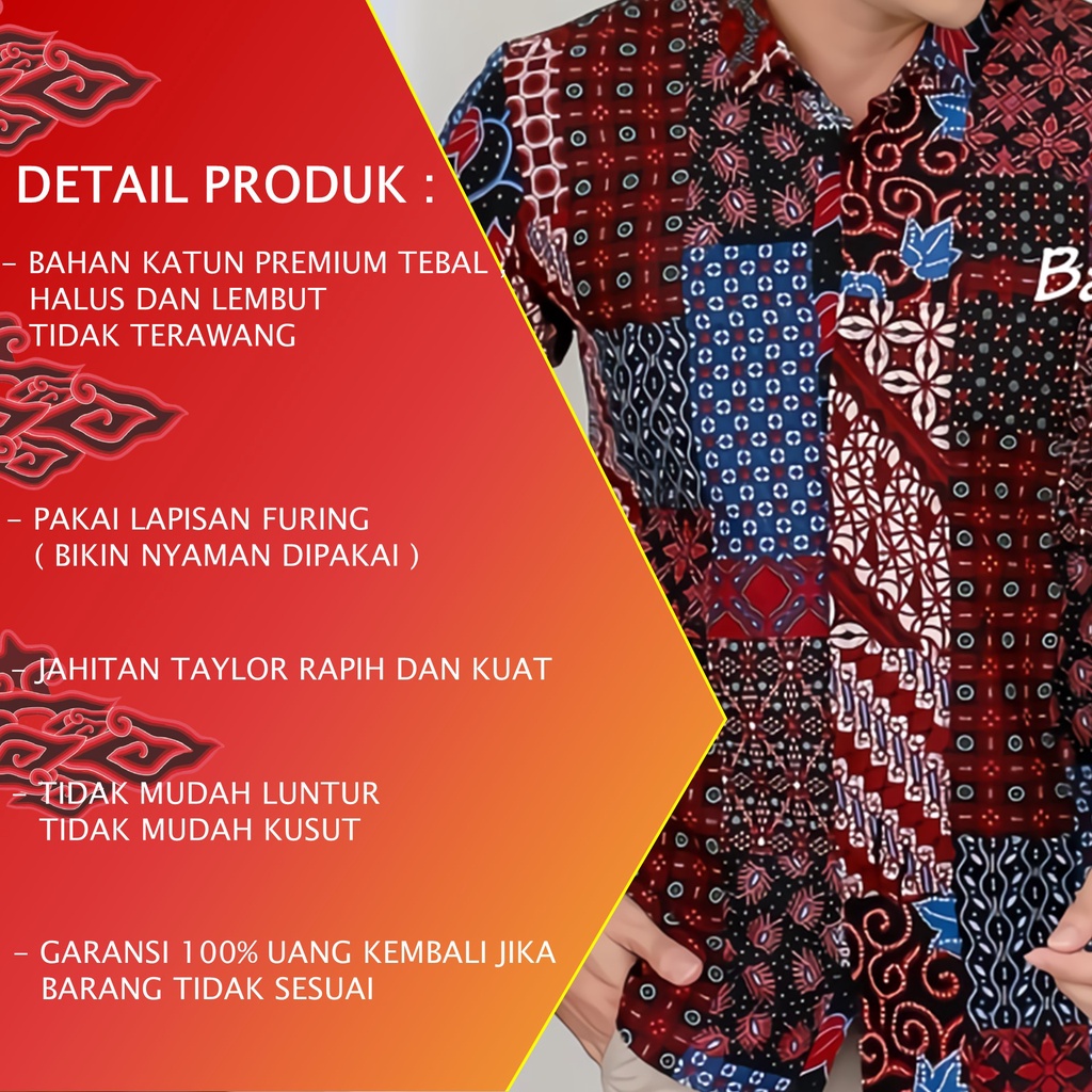 Batik Pria Lengan Panjang Slimfit Atasan Batik Premium Pria Cowo Batik Pekalongan Original Modern Seragam Kantor Jumbo SBA 11