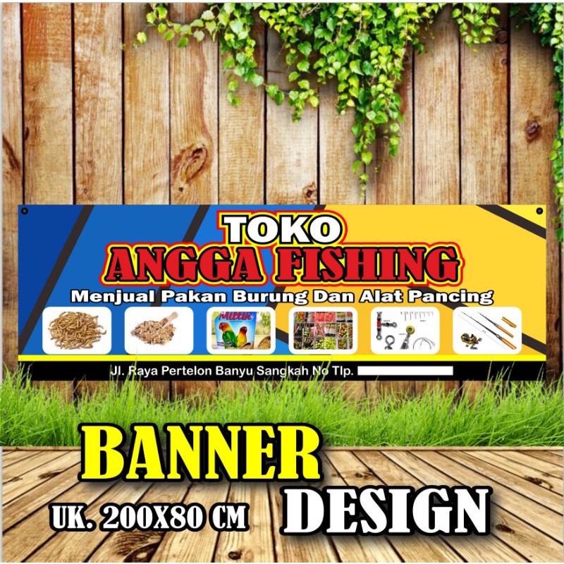 Spanduk Banner Jualan Alat Pancing, Peralatan Memancing, Bagus Murah