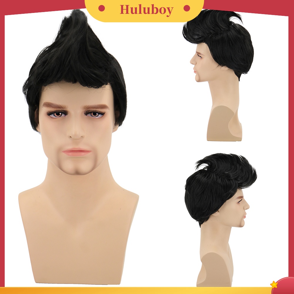 Wig Rambut Palsu Pria Model Pendek Bahan Fiber Tahan Panas Untuk Pesta