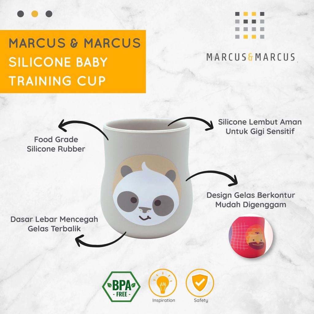 MARCUS &amp; MARCUS SILICONE BABY TRAINING CUP PANDA