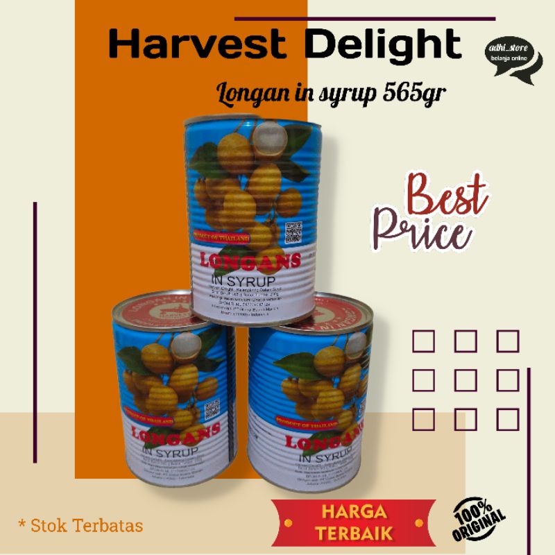 Harvest Delight Canned Longan In Syrup Buah Kelengkeng/Longan  Dalam Kaleng 565gr