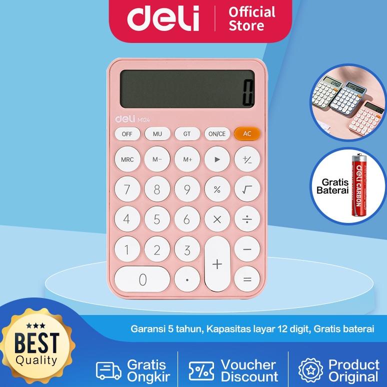 

DELI CALCULATOR / KALKULATOR PORTABLE GARANSI 5 TAHUN WARNA PASTEL EM124 TERLARISS...,,,,,
