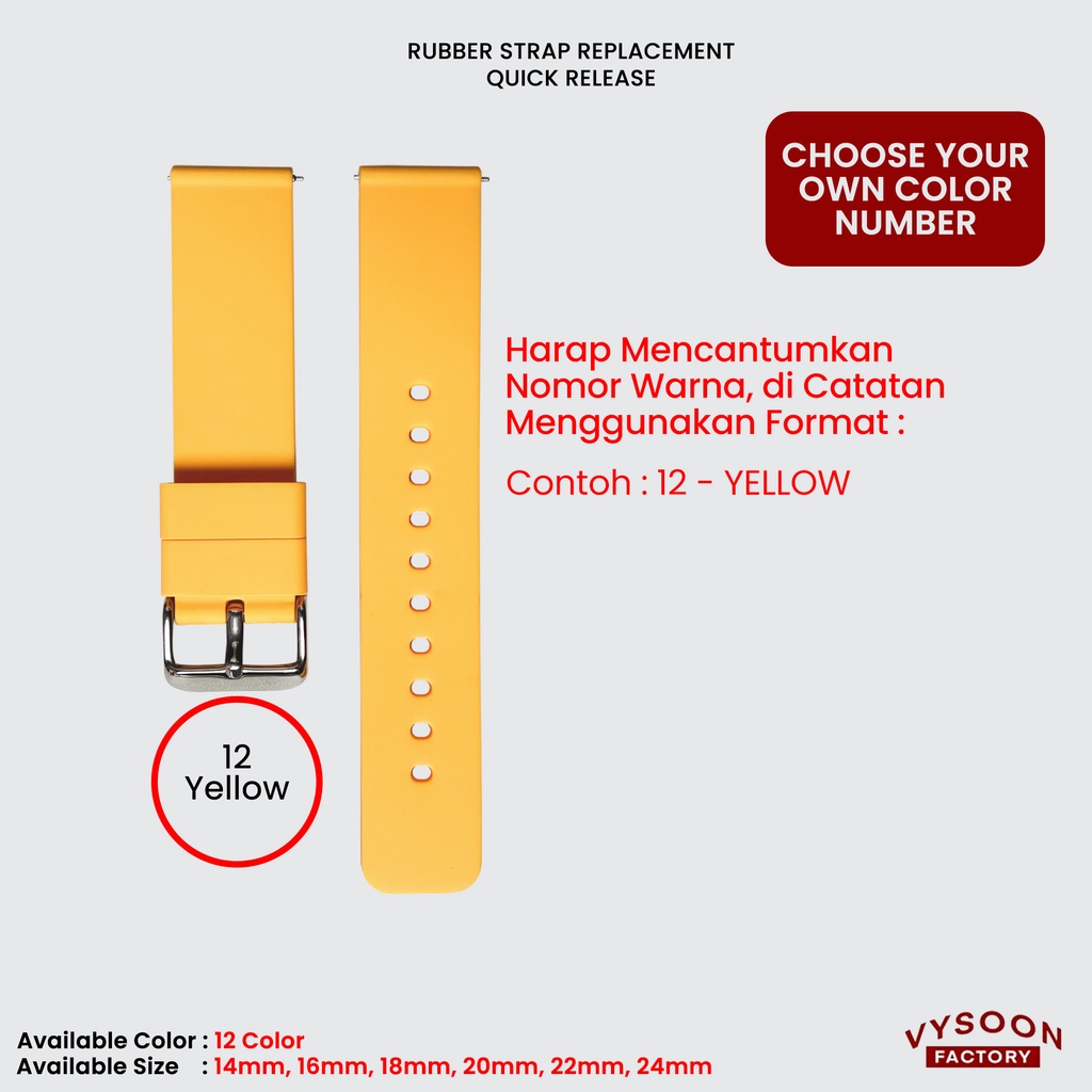 Quick Release Strap Premium Rubber Tali Karet Jam 14mm 18mm 20mm 22mm