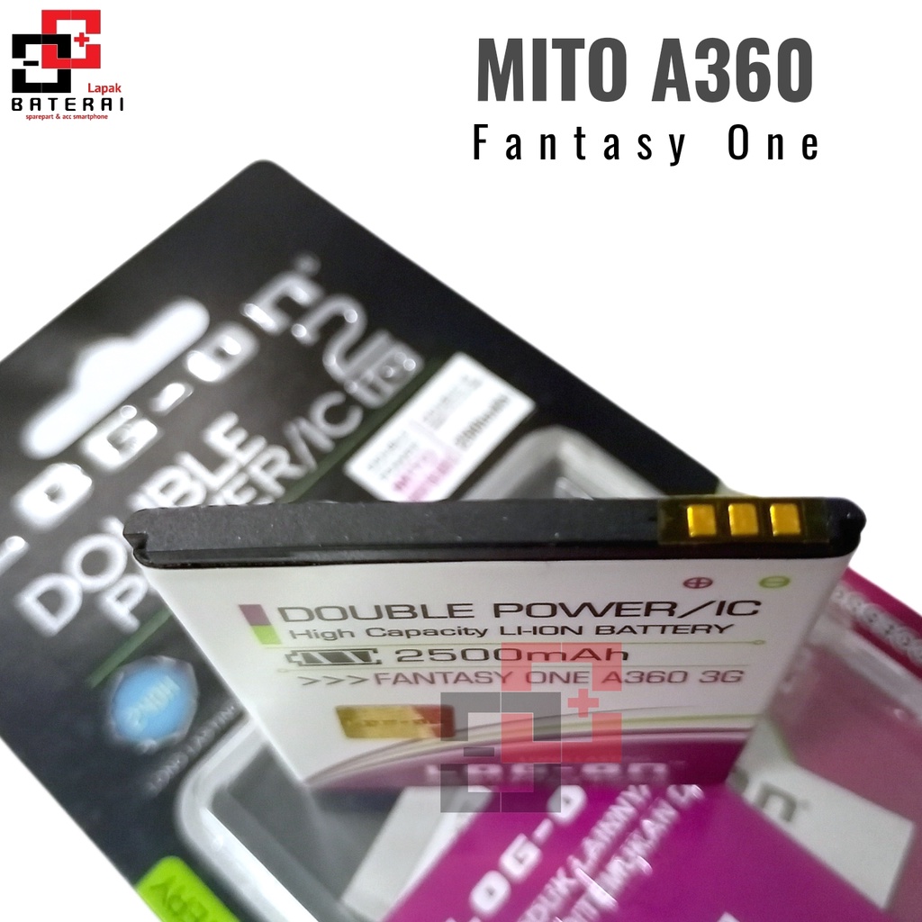 LOG - ON Baterai Mito A360 Fantasy One BA00104 Double IC Protection Battery Batre