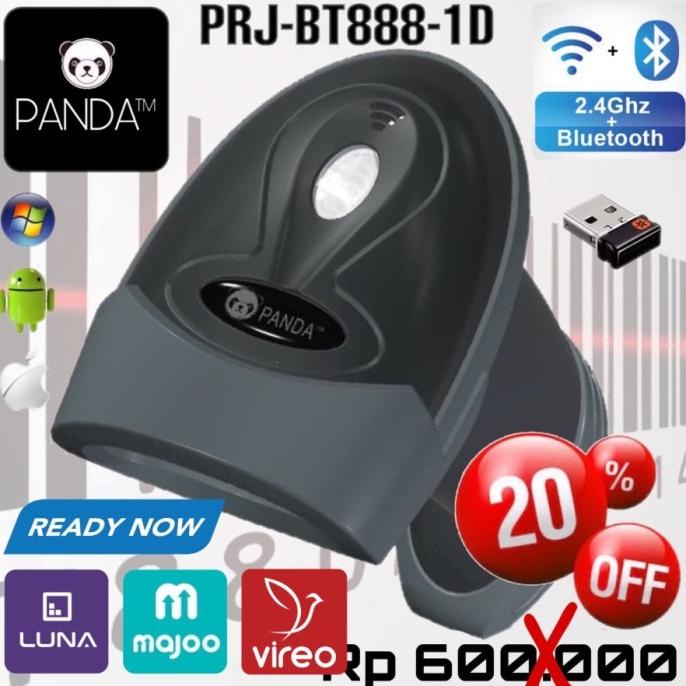 Promo PANDA PRJ-BT888-1D WERELESS LASER BARCODE SCANNER (BLUETOOTH+2.4G)