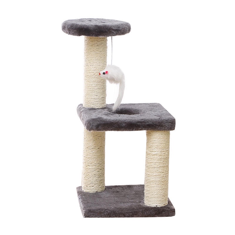 Pet’ oPedia  Cat Tree kandan Kucing Cat condo Double Tidur -Mainan Kucing gelegan dan minimalis, bahan lembut dan struktur kuat