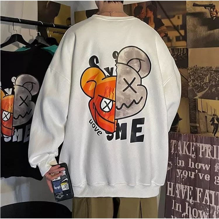 SWEATER UNISEX OVERSIZE SME / ATASAN CASUAL PREMIUM SIZE XL FLEECE TEBAL HALUS TERBARU'