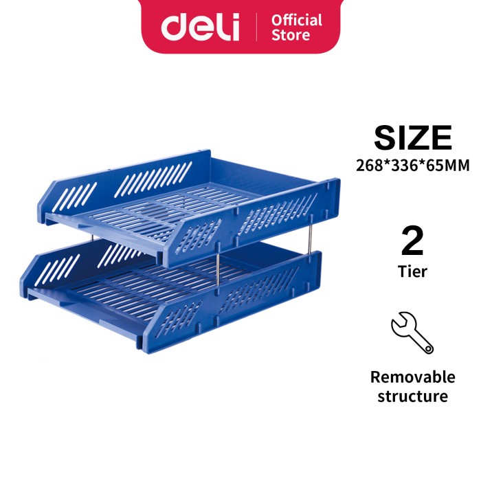 

✨NEW✨ - Deli File Tray / Rak File Susun Bahan Plastik 2/3 Tingkat E920X - 2 Susun Biru