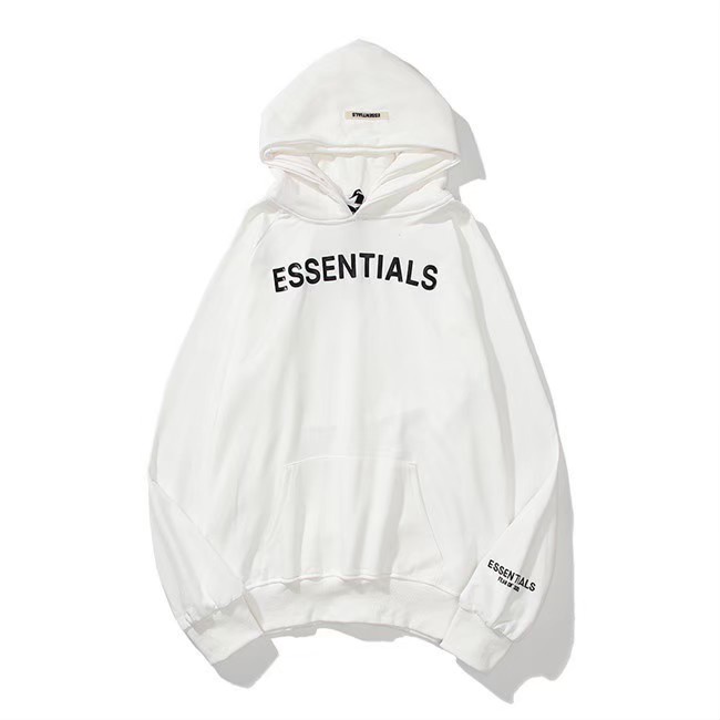 HOODIE ESSENTIALS PUTIH UNISEX PREMIUM - ESSENTIALS UNISEX PRIA WANITA  ESSENTIALS