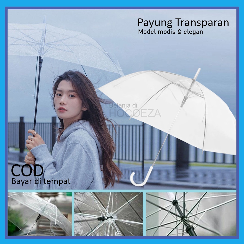 PAYUNG HUJAN TRANSPARAN JEPAN KOREA BENING FASHION PAYUNG PANJANG aesthetic VA400