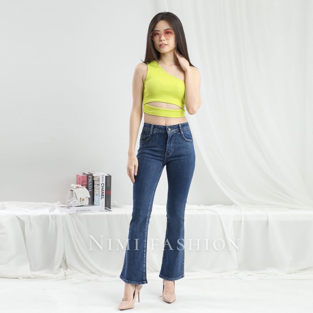 NIMI - Lora Bootcut Celana Jeans Highwaist Wanita Celana Jeans Cutbray Wanita